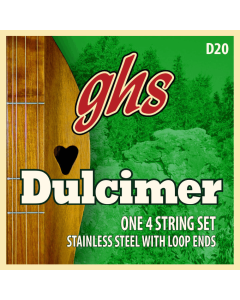 GHS D20  Dulcimer Stainless Steel Strings Ionian Tuning Loop End 12-20 Gauge