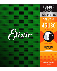 Elixir 14202 Bass Nano Nickel Plated Steel 5 String Lite 45-130 Gauge