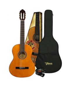 Valencia 3/4 Classical Nylon String Guitar Package in Natural Gloss