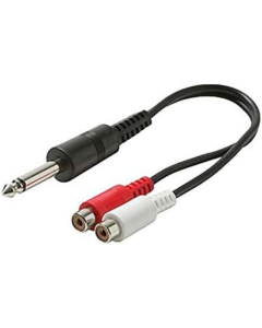 AMS 6 Inch Y Cable 1/4 Inch Jack Male to 2 RCA Female